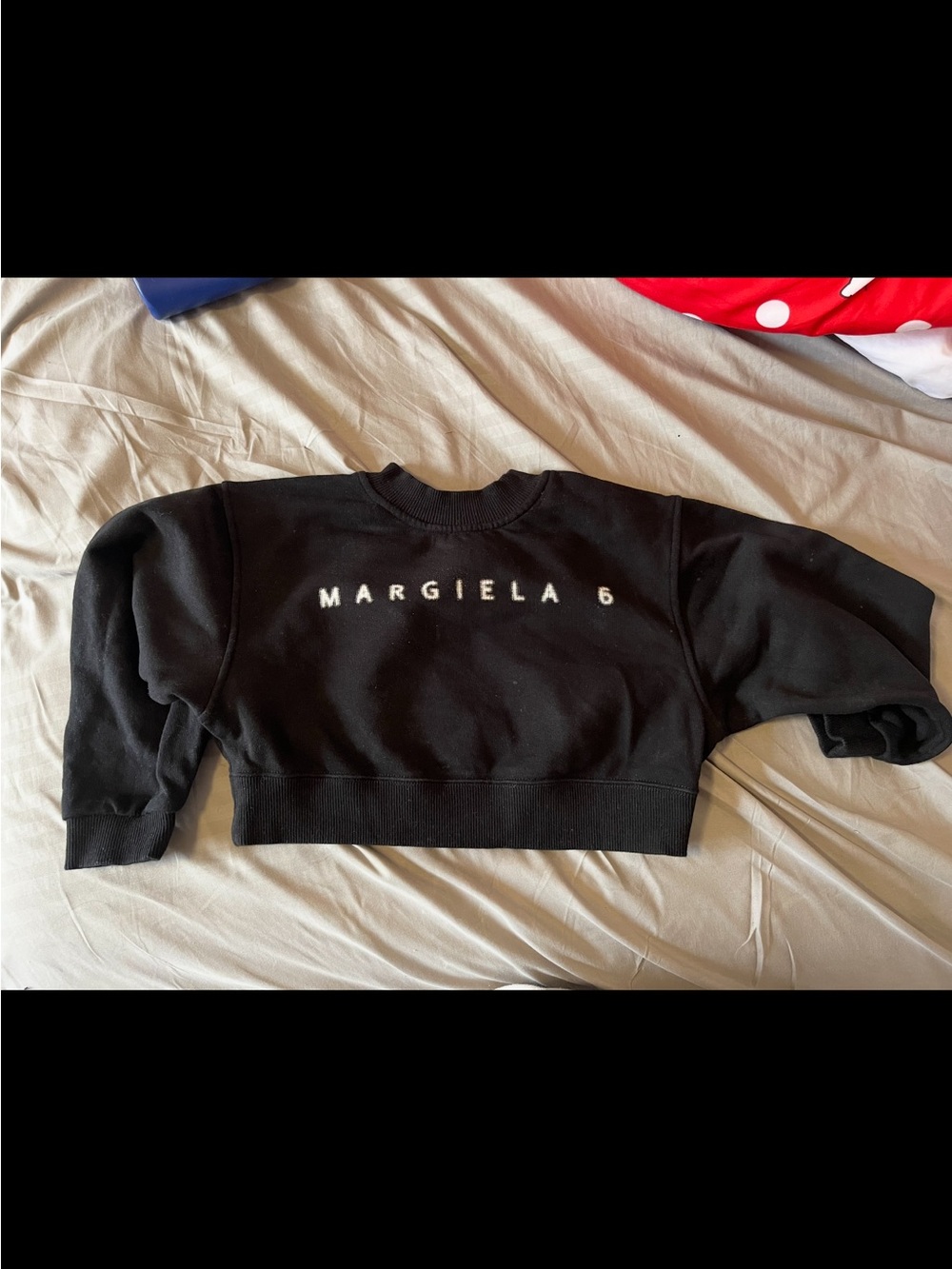 Maison Martin Margiela Black Cropped Crew Sweatshirt